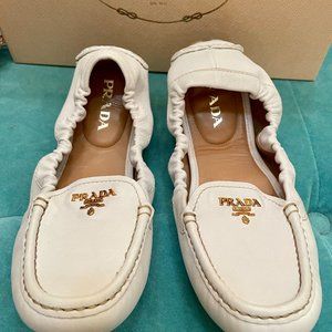 Prada Leather Loafers - White